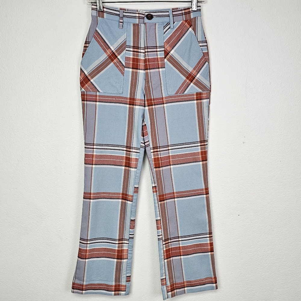 Urban Outfitters Preppy Plaid Pants Stretch Sz 4 70s 80s Hippie Festival